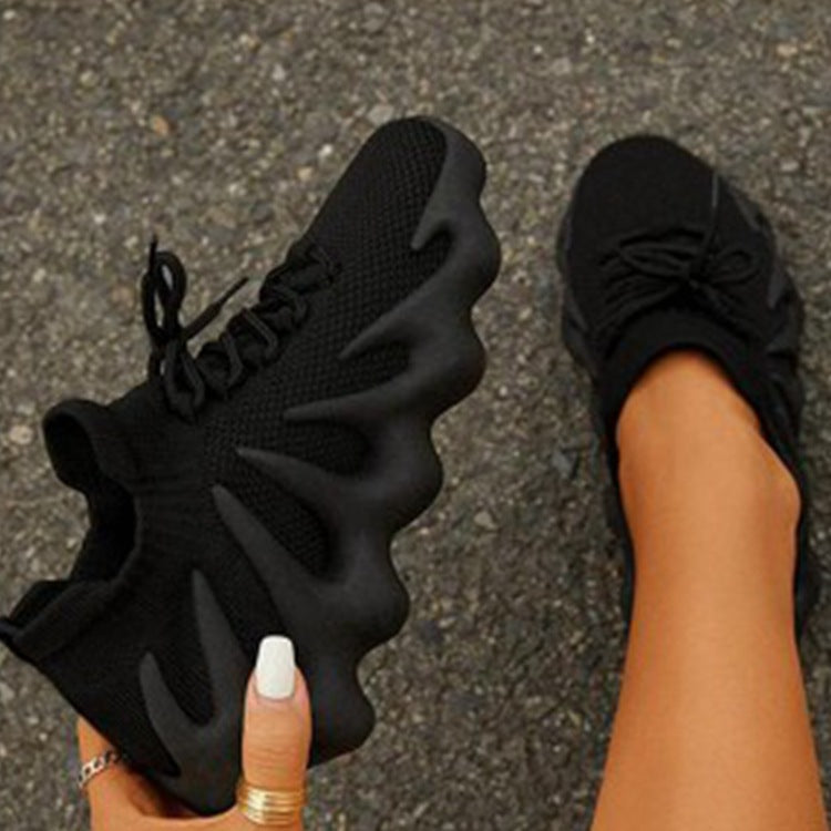 Unisex Lightweight Knit Casual Sneakers – Soft Sole Lace-Up Walking Shoes