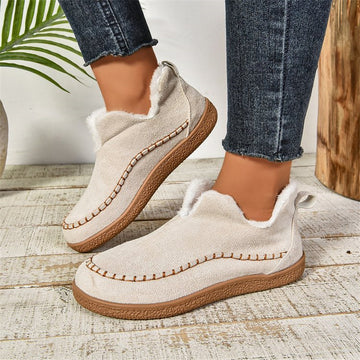 Women’s Plush Lined Ankle Snow Boots – Warm Flat Winter Casual Boots