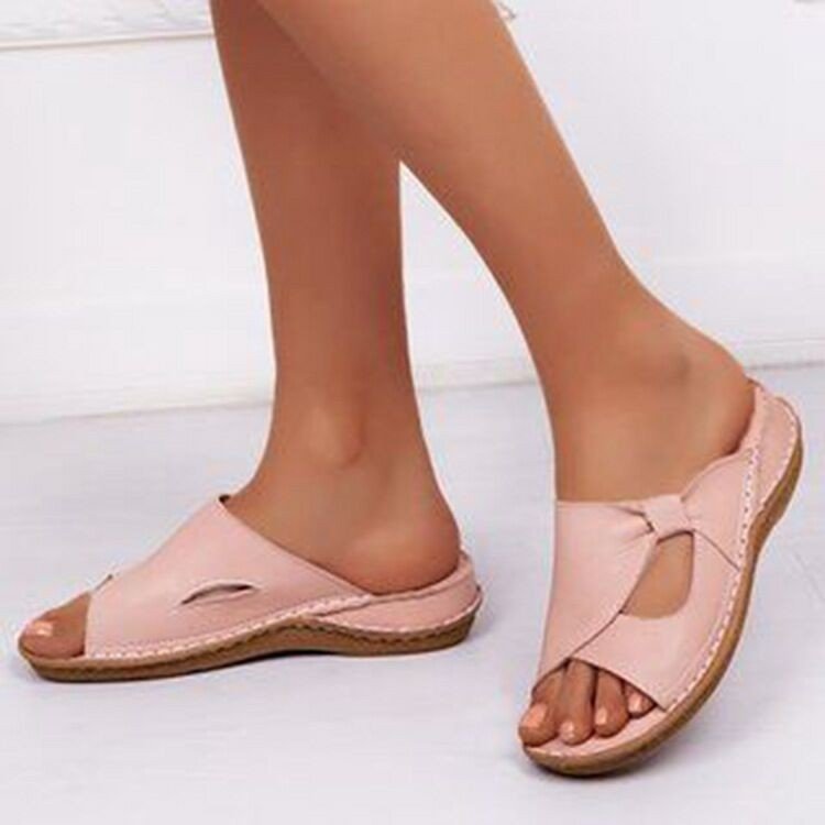 Women’s Korean Style Fish Mouth Sandals – Soft Sole PU Leather Casual Slip-On Shoes