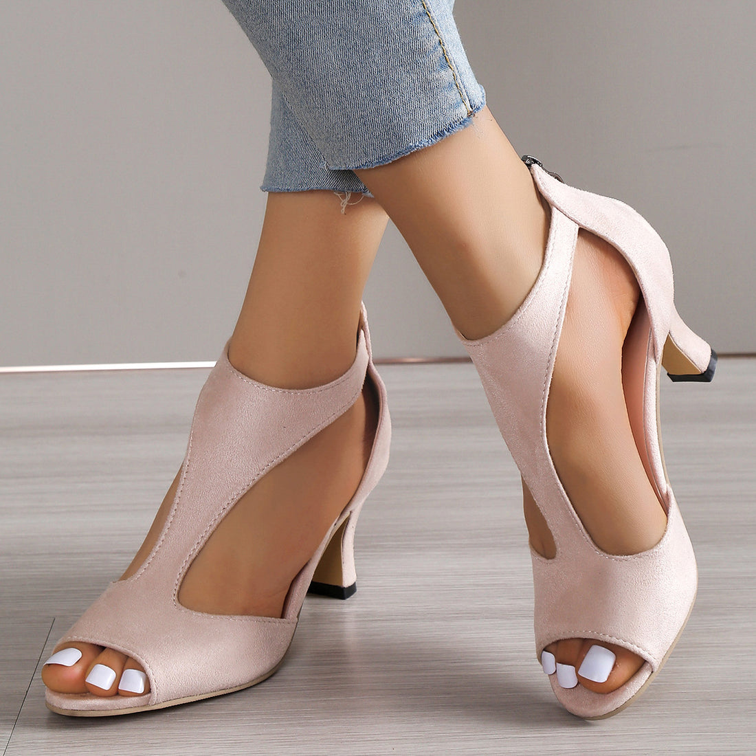 Women’s Open Toe High Heel Sandals with Back Zipper – Elegant Summer Dress Shoes for Party & Evening Wear