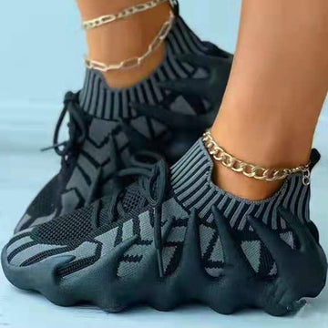 Unisex Lightweight Knit Casual Sneakers – Soft Sole Lace-Up Walking Shoes